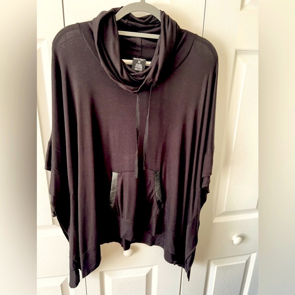 Charlie Paige Black Oversized Cowl Neck Poncho Sweater